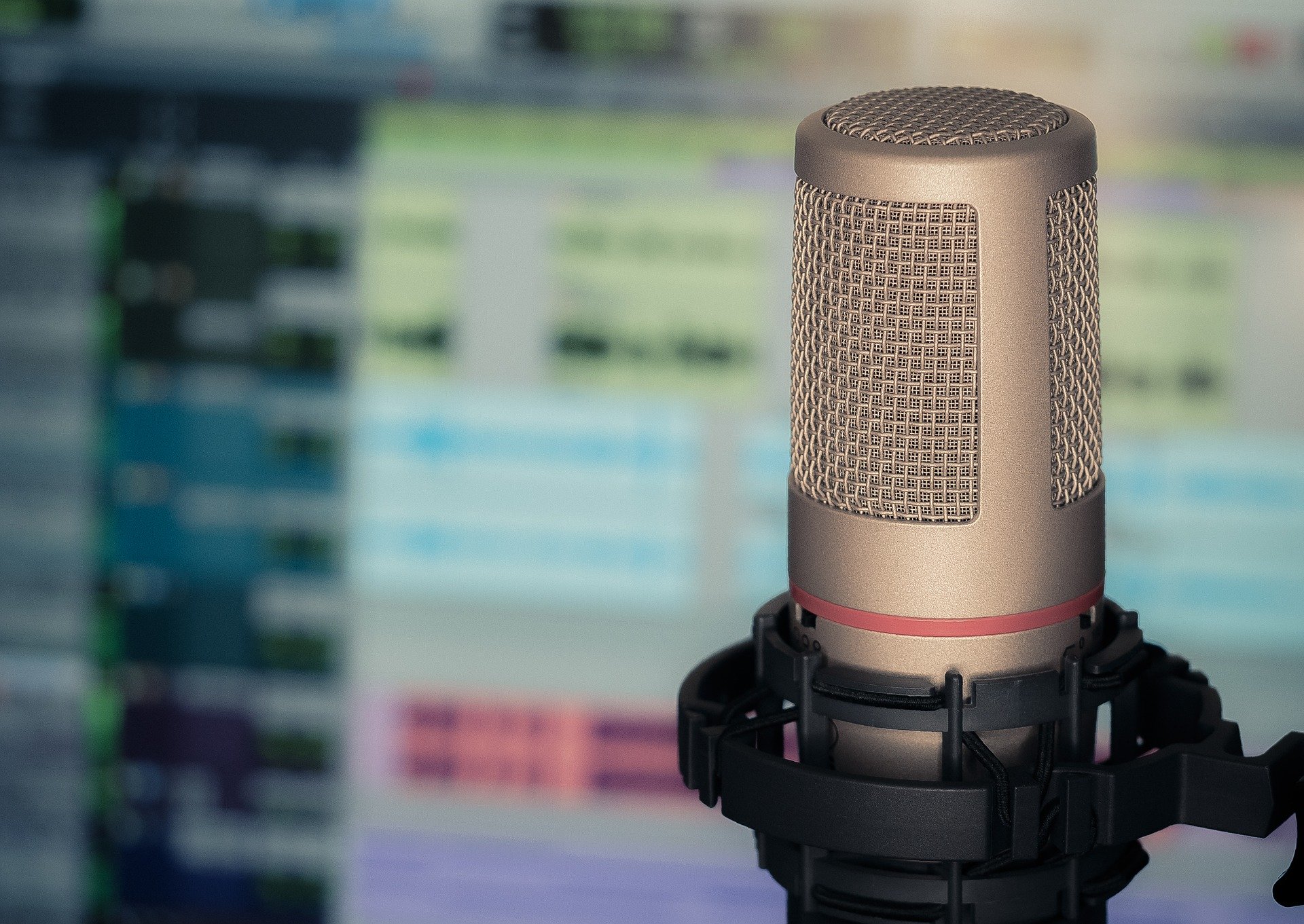 Microphone in podcast studio